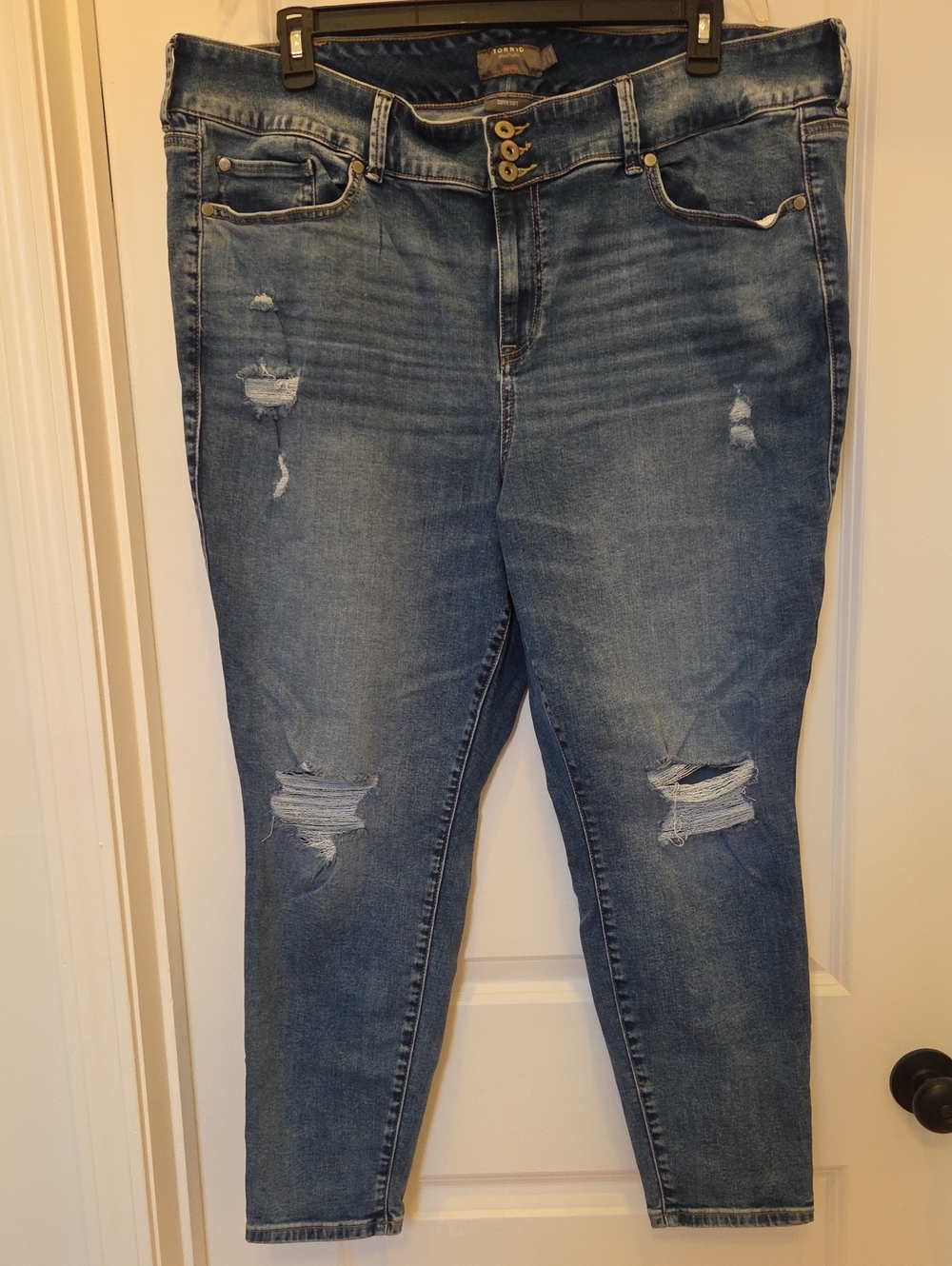 Torrid Plus Size Distressed Mid-Wash Women’s Blue Jeans - SIZE 24 R